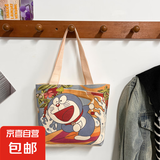新款卡通可爱手提包女高颜值ins宝妈外出上班日系手拎小包便当包 机器猫 小包