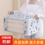 新款衣服被子收纳袋特大号旅行搬家打包袋家用布艺防尘可视收纳包 蓝色花朵-72L大号【60*40*30cm】 2个装