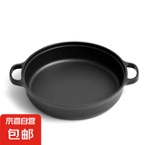 生铁煎锅加厚铸铁平底锅铁锅电磁炉专用燃气社适用老式家用不粘锅 黑色 22cm