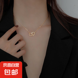 双环心形2021新简约项链女锁骨链女小众设计感网红ins风饰品礼物 M1337【双心项链金色】