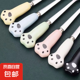 不锈钢水果叉可爱猫爪甜品叉创意蛋糕叉子月饼叉家用水果签 5支装【随机颜色】家庭装