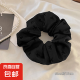2024新款波点蝴蝶结爱心发绳复古大肠发圈头绳丸子头皮筋气质头花 黑花纹随机