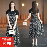 千鹅湖连衣裙女2025夏季新款女装韩版大摆裙修身显瘦碎花裙假两件 【黑色迷人小碎花裙】 3XL 建议【130-140斤】