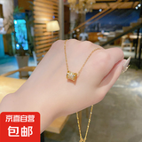 钛钢满钻小蛮腰项链转运吊坠不掉色锁骨链轻奢小众简约毛衣链配饰 金色满钻小蛮腰