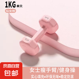 多彩包胶哑铃家用健身器材初学者小哑铃女士一体填充舒适握感 【仙女粉】1kg单只