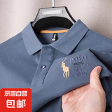【透气宽松】夏季男士t恤保罗POLO衫男爸爸衣服休闲高端短袖 蓝色 3XL 【推荐165-180斤】
