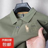 【透气宽松】夏季男士t恤保罗POLO衫男爸爸衣服休闲高端短袖 绿色 2XL 【推荐150-165斤】