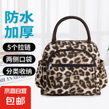 手提包女小布包包加厚大容量女士便当饭盒袋中年妈妈拎上班带饭包 咖色豹纹 长25cm*高21cm*宽10cm