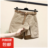 【百搭】休闲短裤女2025新款夏季时尚显瘦a字裤裙裤子女装 卡其色【无腰带】 XL 建议115-130斤