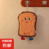 可爱擦手巾挂式吸水加厚卫生间卡通擦手帕毛巾洗手小方巾厨房抹布 面包 1条