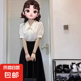 法式衬衫雪纺短袖上衣女夏季职业装通勤设计感上衣面试穿搭 白色 AB-CD8 M