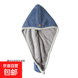 干发帽女吸水双层2025新款帽子包头巾洗头擦头发超强速干毛巾浴帽 加厚双层两用干发帽-蓝灰
