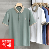夏季款冰丝高端刺绣polo衫商务休闲男士修身短袖撞色翻领t恤上衣 KC-A10绿色 (凉感冰丝款) XL （建议125-135斤以内）