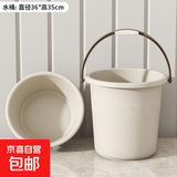 塑料水桶手提加厚洗衣桶家用多功能储水桶圆形桶宿舍洗衣桶装水桶 特大号/卡其【水桶+脸盆】两件套