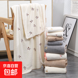 满绣毛巾小熊刺绣图案沙滩巾母婴居家毛巾跨境款 米白色-小熊 1条