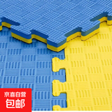 跆拳道地垫健身房脚垫武术散打舞蹈垫子加厚运动隔音泡沫拼接垫子 黄蓝五道纹 跆拳道垫约2.0cm厚