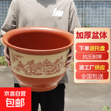 植卉居古典仿紫砂加厚塑料花盆大号特价树脂花开富贵大花盆送托盘 仿紫砂盆H450【33.5*24】 一套装【送托盘】