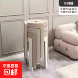 【热搜爆款】家用凳子加厚塑料可叠放摞叠餐桌板凳风车凳高圆凳 可可糖-4把装【可叠摞收纳】