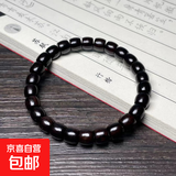 绿檀直切桶珠手串手工精品檀木民族风小手链男女款文玩单圈 黑檀直切7x8mm【单圈】