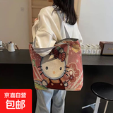 卡通帆布包大容量女休闲单肩包包拎包刺绣女士手提包 凯迪猫