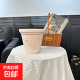 红陶花盆绿植盆栽透气陶瓷雾白浮雕花盆吸水透气香草盆 橄榄枝（不带托盘） 口径13*高13cm