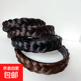 两股辫非金属树脂发饰网红夏季新品假发发箍假发辫子麻花辫子假发 发箍-深棕色1.8厘米宽单辫-1个装 无规格