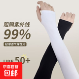 防晒手套开车夏天薄款防滑防晒手套女夏季冰丝防晒面罩女防紫外线 冰袖拇指款白色