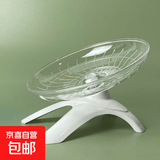 仓鼠透明静音飞盘带支架-金丝熊飞碟跑轮18cm熊类大号转盘跑步 【底座+支架】1套装耐咬-白色