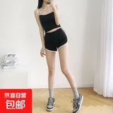 灰色运动短裤女夏季外穿高腰显瘦休闲百搭阔腿跑步健身瑜伽热裤 皇派D01黑色 L