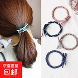 日韩版拼色麻花辫橡皮筋发圈加粗皮套韩国头绳发绳头饰发饰扎头饰 拼色麻花辫子发圈-5件套随机