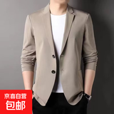 夏季男士休闲小西服冰丝薄款单西商务上衣新款纯色防晒西装外套男 【广煜星S02】咖色 XL