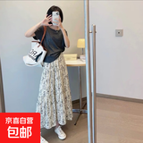 小个子复古碎花半身裙女春2025夏季新款高腰显瘦蛋糕裙大摆A字裙 高个子杏色 身高158-180CM 2XL 建议130-150斤