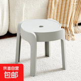 塑料凳子家用加厚可叠放风车儿童圆凳现代简约客厅餐桌塑胶椅子 灰色