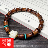 黑花梨名木手串男款手链女款佛珠手串文玩手串藏式桶珠饰品配饰 竹节8mm+醒狮手串