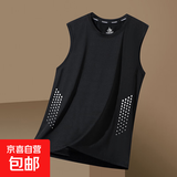 【凉感背心】冰丝背心t恤男士夏季宽松运动健身速干无袖坎肩薄 纯黑【蝴网点杆背心】 3XL 【建议145-160斤】