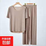 冰丝睡衣男女情侣夏季新款凉感薄款清凉短裤短袖家居服套装 女款【卡其色】裸感亲肤 3XL （女135-160斤 男145-165斤）