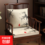 柚格海绵座垫棉麻新款沙发坐垫茶椅太师椅垫餐椅实木椅圈椅新中式 时闻竹【高密海绵+精致棉麻】 靠枕45*45cm