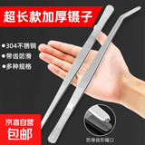 304不锈钢镊子大号夹子长加厚夹蜈蚣黄金园艺多肉专用工具大全钳 430不锈钢【直头25cm】
