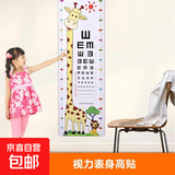 卡通儿童身高贴 卧室装饰宝宝量身高尺视力表 幼儿园创意墙贴 长颈鹿和狮子-1张【有背胶】