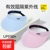 夏季大帽檐户外遮阳帽空顶可折叠帽女防紫外线防晒遮阳帽 蓝色一个装