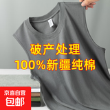 纯棉背心男士运动无袖T恤夏季薄款宽松外穿篮球跨栏坎肩宽肩健身 深灰 B03 XL 建议120-135斤