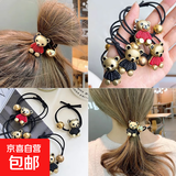【小熊卡通发绳】网红新款少女发圈高弹力皮筋扎丸子头绳可爱发饰 小熊发绳4条（红色+黑色）