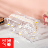 韩国ins泫雅花朵透明防水化妆包女便携大容量少女收纳旅行洗漱包 雏菊小花朵 18X9X9
