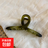 韩版磨砂绿色发夹后脑勺优雅大抓夹女鲨鱼夹网红气质发卡夹子发饰 渐变交叉抓夹