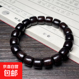 绿檀直切桶珠手串手工精品檀木民族风小手链男女款文玩单圈 黑檀直切10x11mm【单圈】
