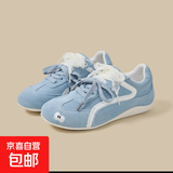德训鞋女2025新款春季百搭运动休闲鞋复古赛车鞋软底阿甘鞋子 天蓝色 37