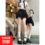 设计感荷叶边黑色蛋糕裙女装夏季芭蕾风短裙高腰半身裙白色蓬蓬裙 黑色 S