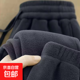 双面摇粒绒裤子男秋冬秋冬爆款加绒加厚抓绒裤束脚裤子运动休闲裤 深灰色 2XL 建议130-145斤