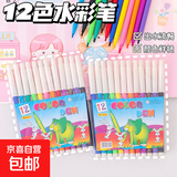 12色水彩笔美术DIY绘画套装 涂色笔幼儿园涂鸦画儿童画笔 12cm 【12色】2盒装