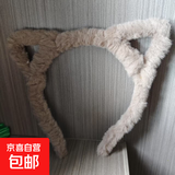 日韩卡通毛线兔耳朵发箍猫耳朵发卡青蛙发箍洗脸化妆发带饰品软萌 白色 1个